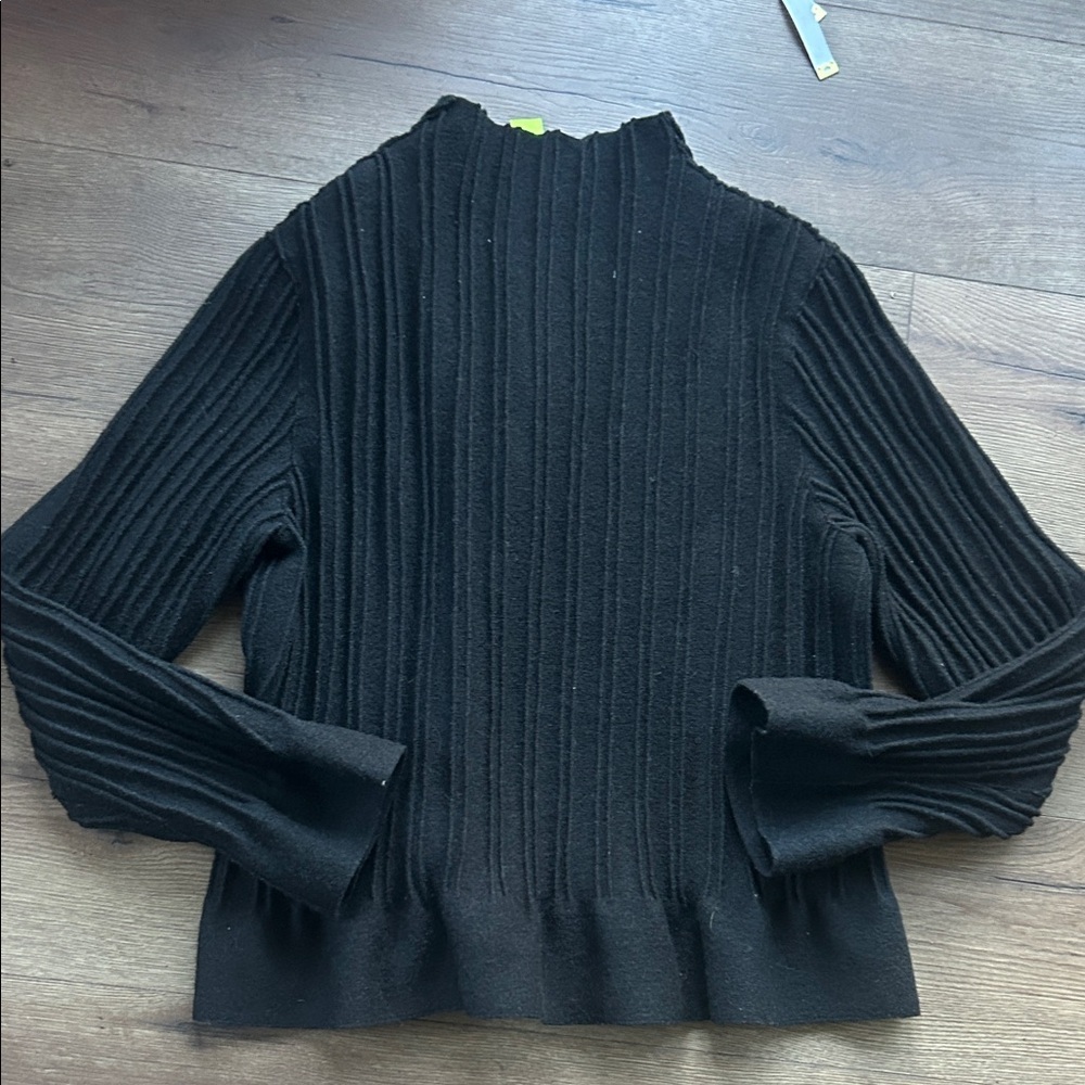 Beyond Threads Alpaca Black Ribbed Zip-Up Sweater ! Large - Picture 6 of 6
